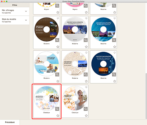 figure : Écran Étiquettes disque