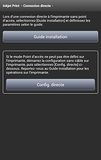 Écran Connexion directe