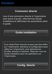 Écran Configuration de l'imprimante