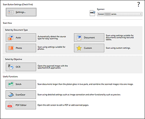 малюнок: екран програми Canon IJ Scan Utility