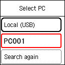 pav.: ekranas Pasirinkite PC
