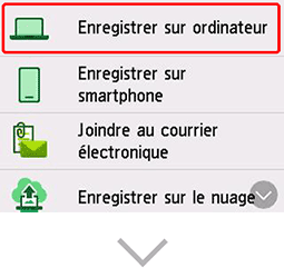 figure&nbsp;: écran Sélection de la destination