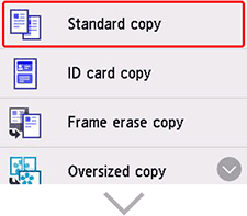 figure: Copy settings screen