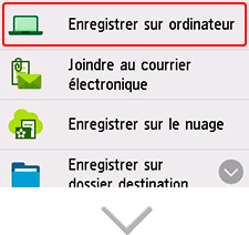 figure : écran Sélection de la destination