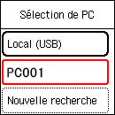 figure : écran Sélection de PC