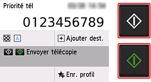 figure&nbsp;: écran de transmission de télécopie