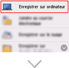 figure : écran Sélection de la destination