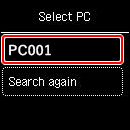 pav.: ekranas Pasirinkite PC
