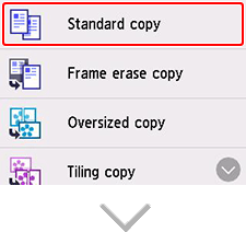 figure: Copy settings screen