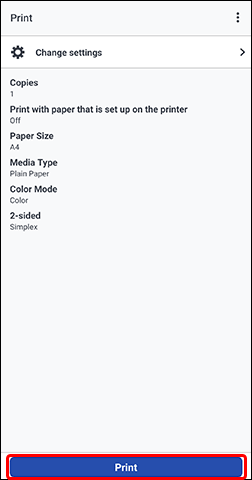 slika: zaslon aplikacije Canon PRINT