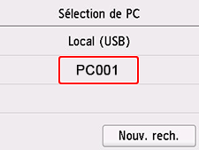 figure : écran Sélection de PC