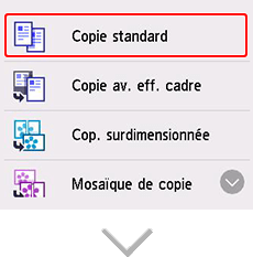figure&nbsp;: Écran Paramètres de copie