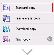 figure: Copy settings screen