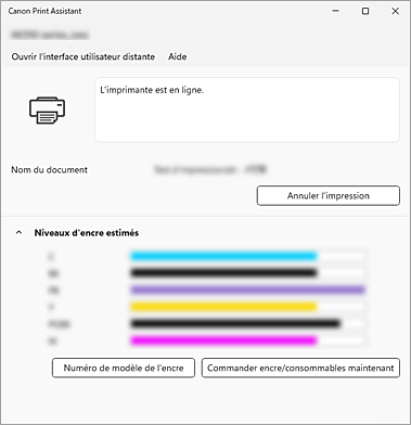 figure : écran de notification d'état