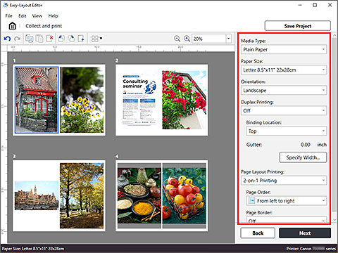 Abbildung: Der Bearbeitungsbildschirm von „Sammeln und Drucken“