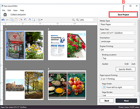 Abbildung: „Projekt speichern“ im Bearbeitungsbildschirm