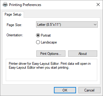 figure:Printing Preferences dialog box