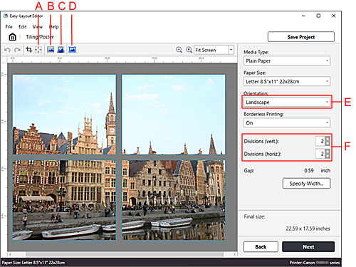 Imagen:pantalla de edición de Mosaico/Póster