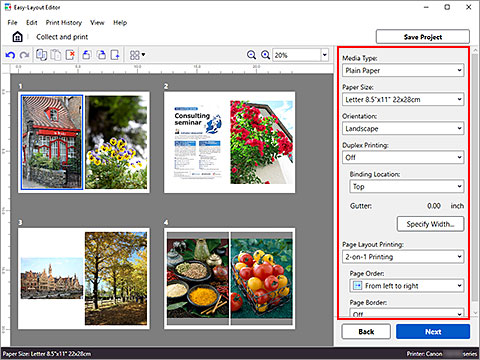 figura: La schermata di modifica di Raccogliere e stampare