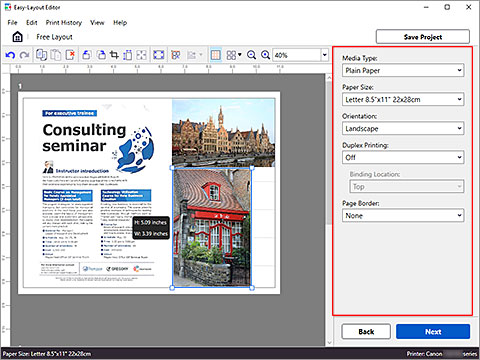 figura: La schermata di modifica di Free Layout