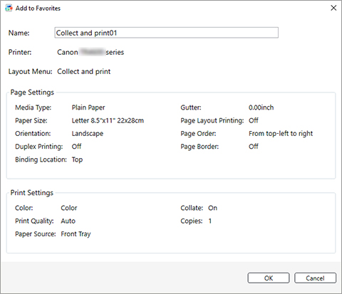 figura: Finestra di dialogo Aggiungi a Preferiti