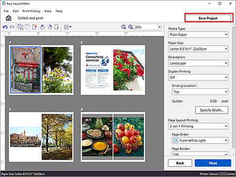 figura: Salva progetto nella schermata di modifica