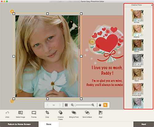 afbeelding: scherm Creatieve filters