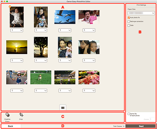 figure: Print Settings screen