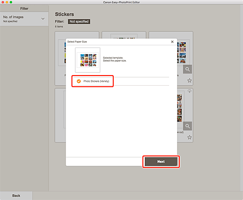 Abbildung: Bildschirm „Papierformat auswählen”