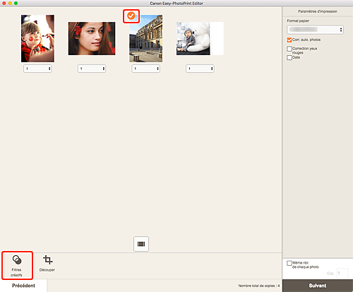 figure&nbsp;: Écran Paramètres d'impression