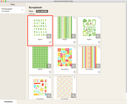 figure : Écran Scrapbook