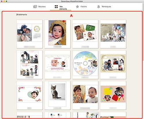 figure&nbsp;: Écran Vos éléments