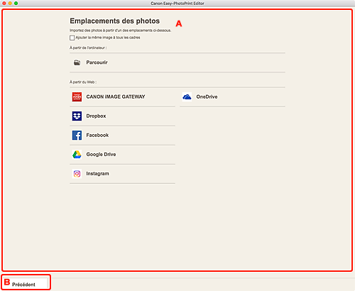 figure : Écran Emplacements des photos