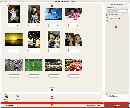 figure&nbsp;: Écran Paramètres d'impression