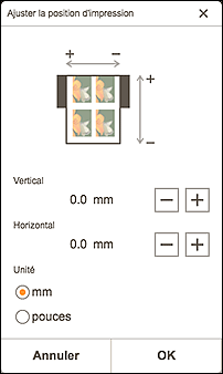 figure&nbsp;: Écran Ajuster la position d'impression
