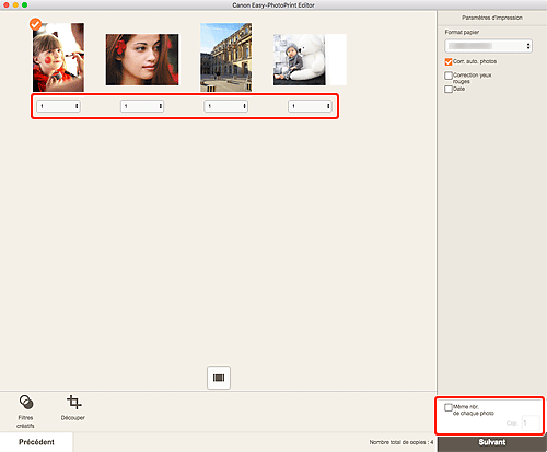 figure&nbsp;: Écran Paramètres d'impression