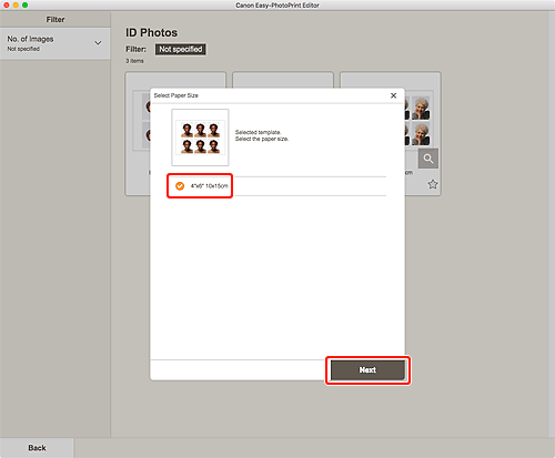 figura: Tela Selecionar Tamanho do Papel