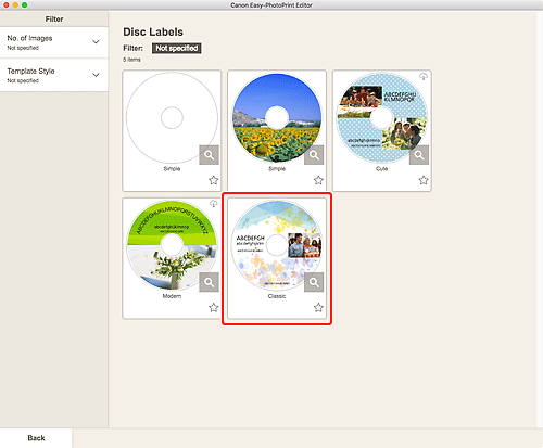 figure: Disc Labels screen