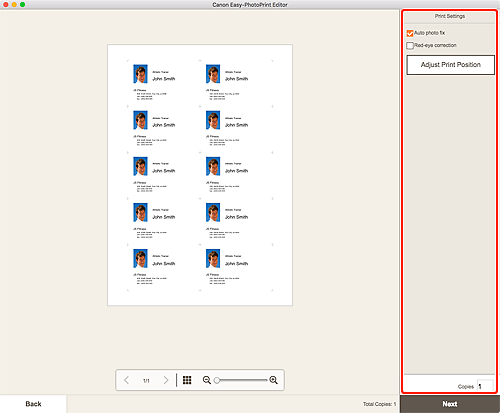 figure: Print Settings screen