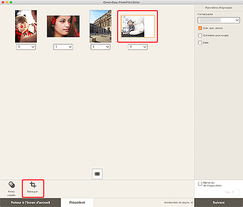 figure&nbsp;: Écran Paramètres d'impression