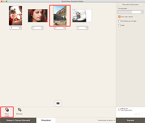 figure : Écran Paramètres d'impression