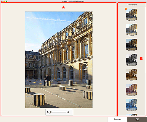 figure : Écran Filtres créatifs