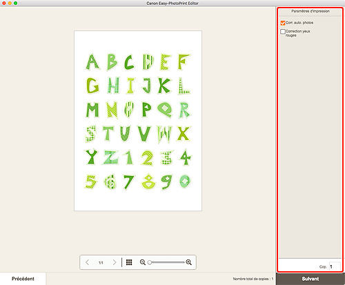 figure&nbsp;: Écran Paramètres d'impression