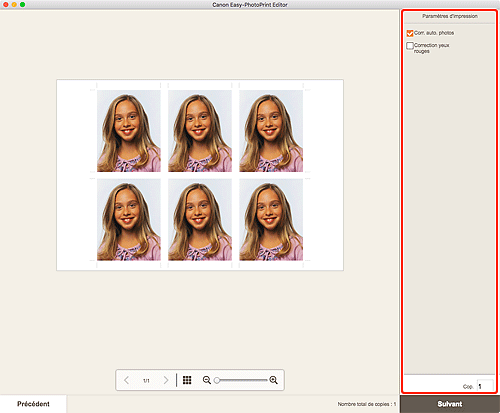 figure&nbsp;: Écran Paramètres d'impression
