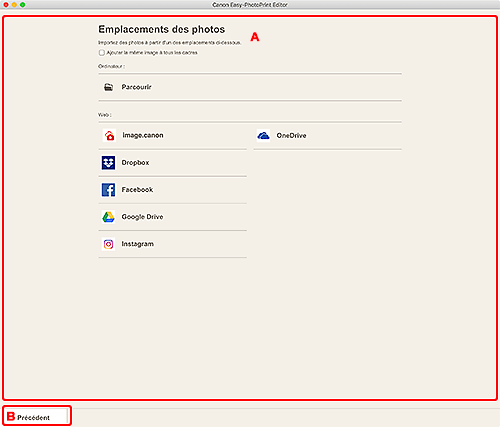 figure : Écran Emplacements des photos
