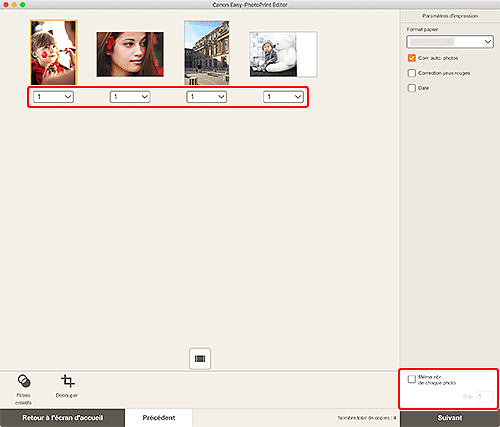 figure : Écran Paramètres d'impression