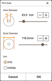 figure: Print Area screen