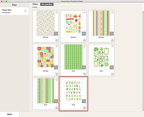 Imagen: Pantalla de encuadernaciones de recuerdos