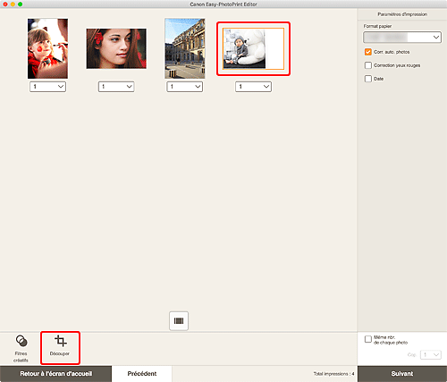 figure&nbsp;: Écran Paramètres d'impression