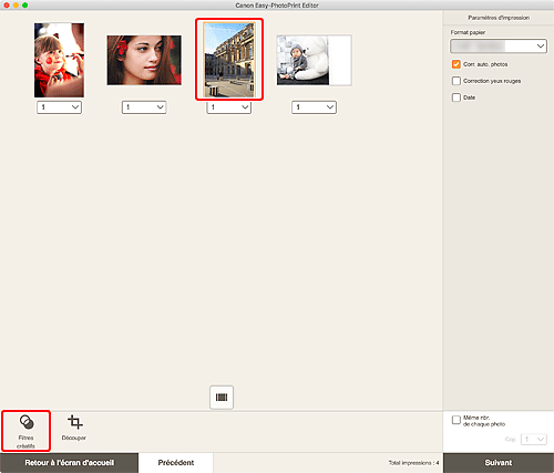 figure&nbsp;: Écran Paramètres d'impression